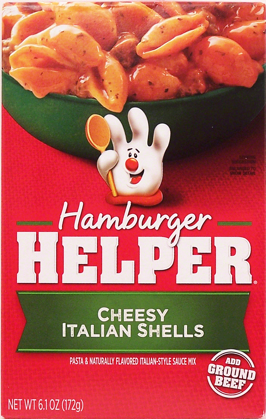 Betty Crocker Hamburger Helper italian cheesy italian shells, pasta & naturally flavored italian-style sauce mix, add ground beef Full-Size Picture